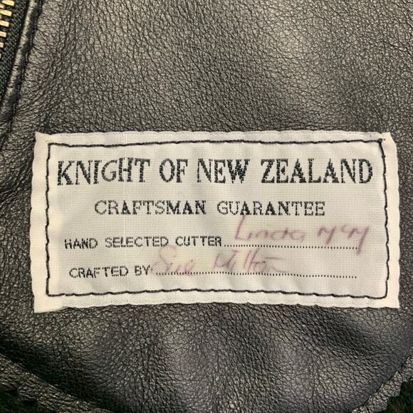 KNIGHT OF NEW ZEALAND Size L Black Lambskin Leather Zip Buttons Coat - Picture 7 of 8